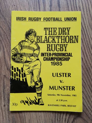 Ulster v Munster Nov 1985 Rugby Programme