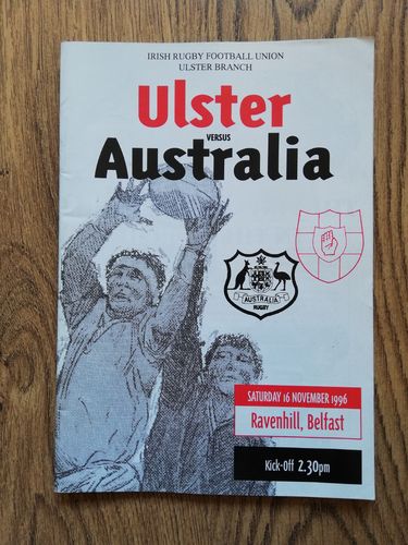 Ulster v Australia Nov 1996 Rugby Programme