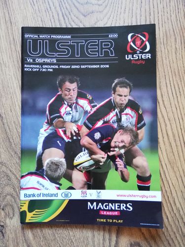 Ulster v Ospreys Sept 2006 Rugby Programme