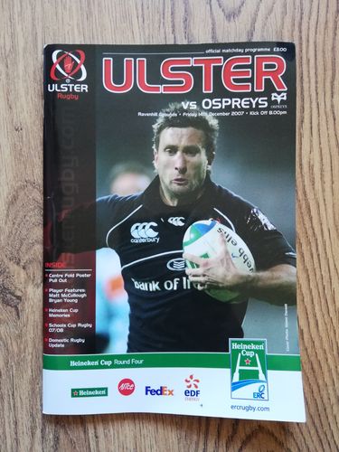 Ulster v Ospreys Dec 2007 Heineken Cup Rugby Programme