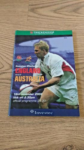 England v Australia 2002 Rugby Programme