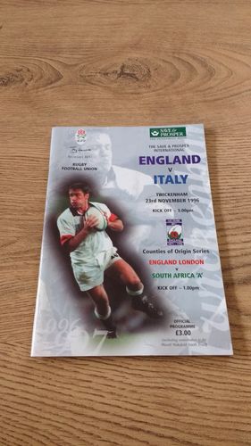 England v Italy 1996 Rugby Programme