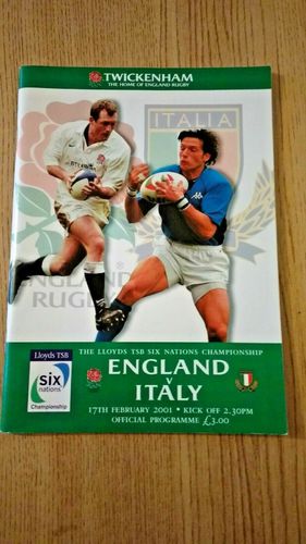England v Italy 2001 Rugby Programme
