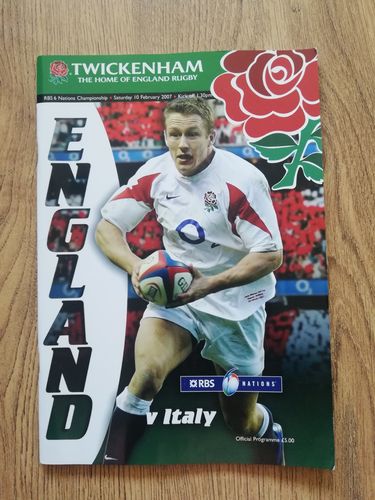 England v Italy 2007 Rugby Programme