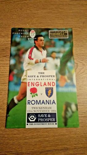 England v Romania 1994 Rugby Programme