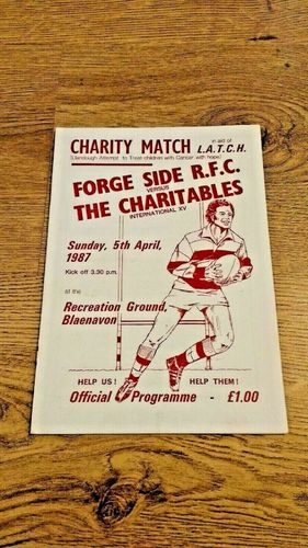 Forge Side v The Charitables International XV 1987 Rugby Programme