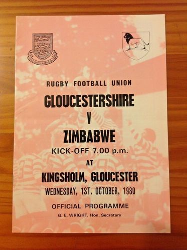 Gloucestershire v Zimbabwe 1980 Rugby Programme