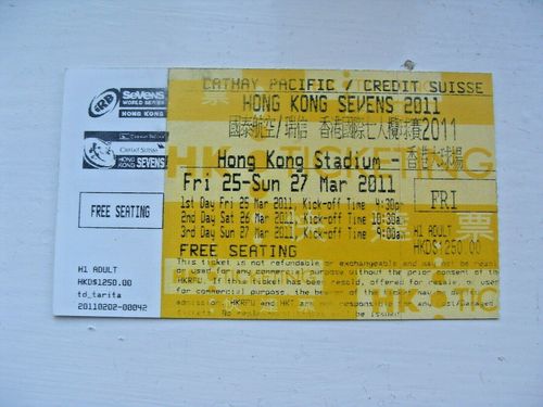 Hong Kong Sevens 2011 Used Rugby Ticket