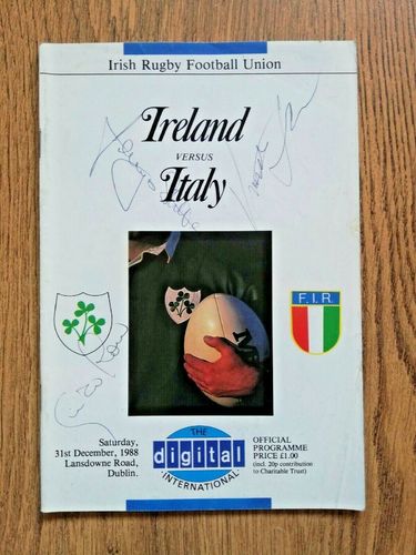 Ireland v Italy 1988 Signed Rugby Programme