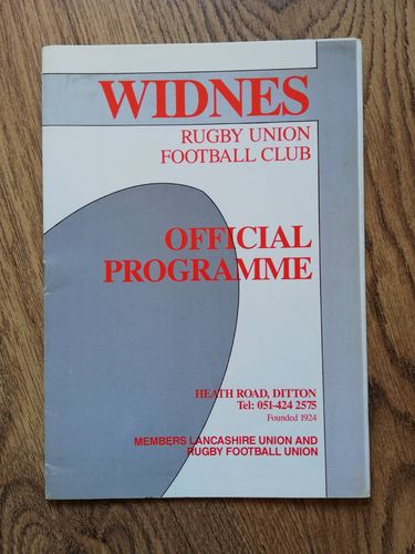 Widnes v Sedgley Park Oct 1986 Rugby Programme