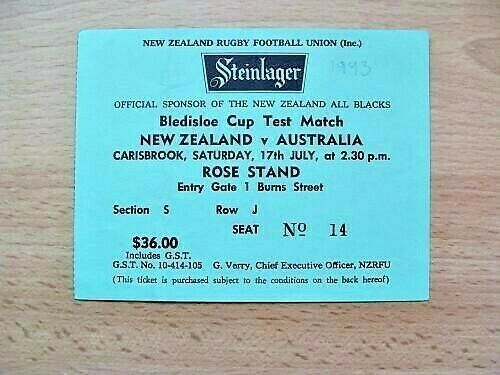 New Zealand v Australia 1993 Used Rugby Ticket
