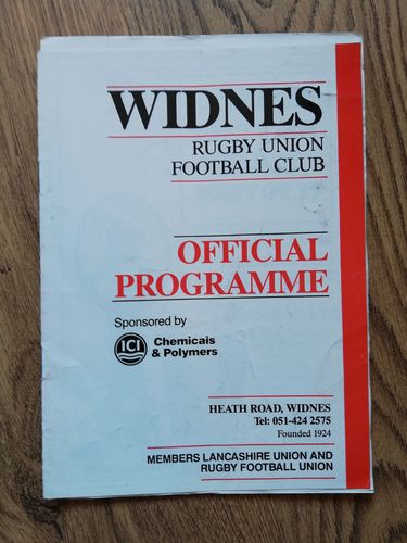Widnes v Carlisle Sept 1989 Rugby Programme