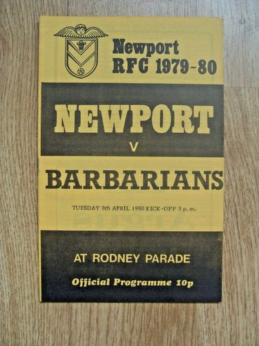 Newport v Barbarians 1980 Rugby Programme