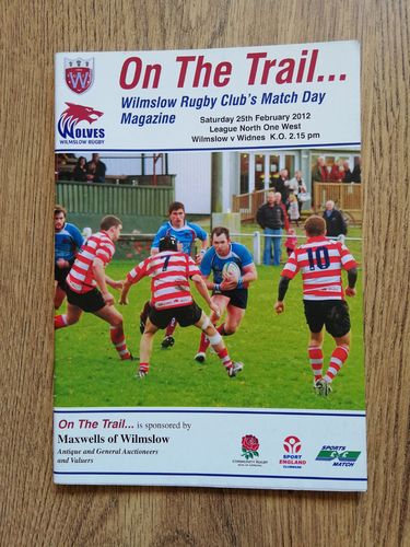 Wilmslow v Widnes Feb 2012 Rugby Union Programme