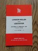 London Welsh v Leicester Feb 1981 Rugby Programme