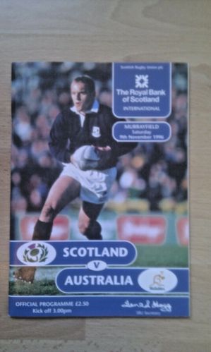 Scotland v Australia 1996 Signed Rugby Programme