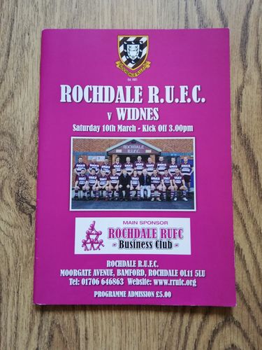 Rochdale v Widnes Mar 2012 Rugby Programme