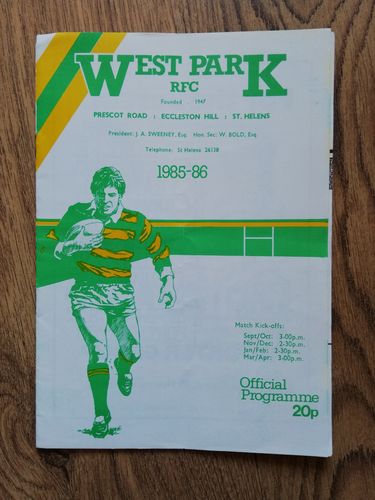 West Park v Widnes Mar 1986 Rugby Programme