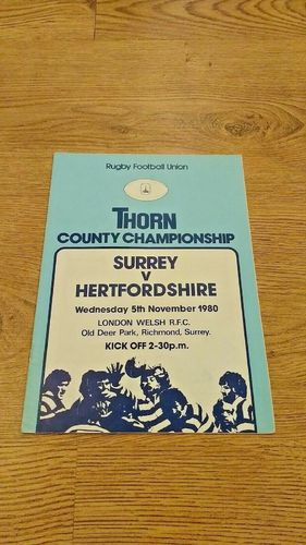 Surrey v Hertfordshire 1980 Rugby Programme