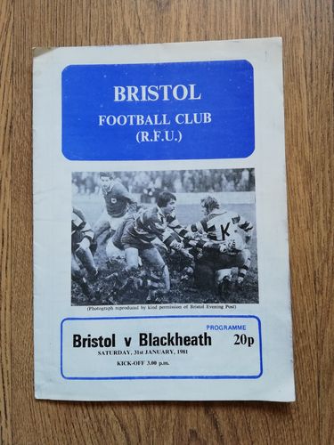Bristol v Blackheath Jan 1981 Rugby Programme