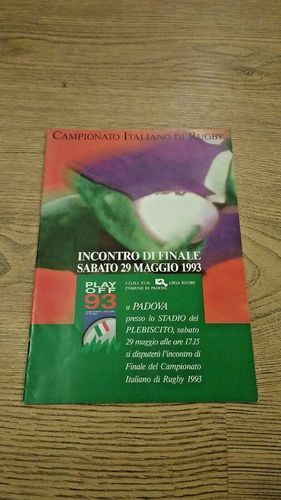 Treviso v Milan Amatori 1993 Italian Championship Playoff Rugby Programme