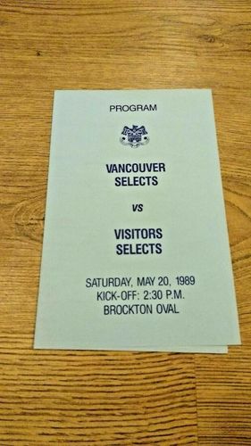 Vancouver Selects v Visitors Selects 1989 Rugby Programme