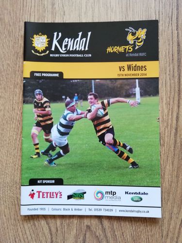 Kendal v Widnes Nov 2014 Rugby Programme