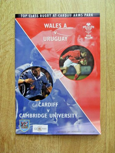 Wales A v Uruguay 2001 Rugby Programme