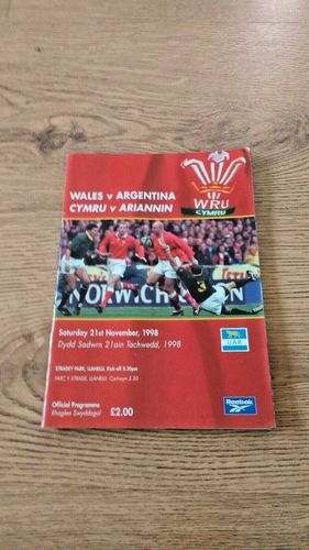Wales v Argentina 1998 Rugby Programme