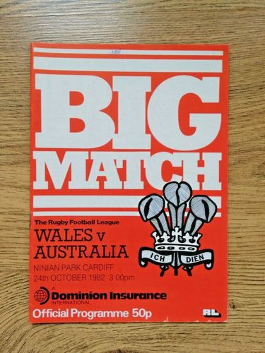 Wales v Australia 1982 Rugby League Programme