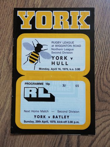 York v Hull Apr 1979 Rugby League Programme
