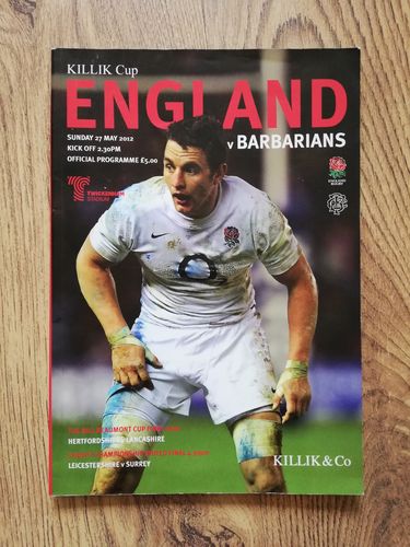 England v Barbarians 2012 Rugby Programme