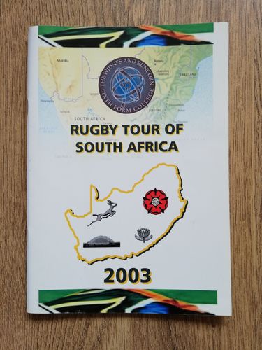 Widnes & Runcorn Sixth Form College 2003 Tour of South Africa Brochure