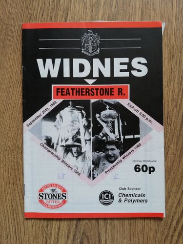 Widnes v Featherstone Sept 1988 Rugby League Programme