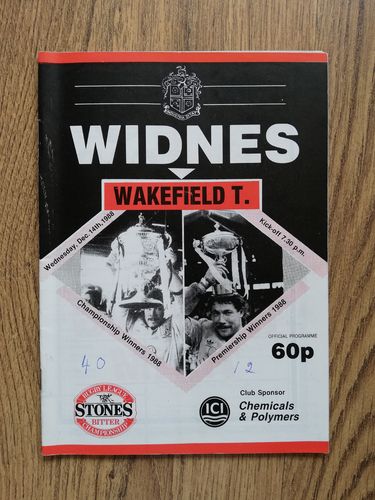 Widnes v Wakefield Dec 1988 Rugby League Programme
