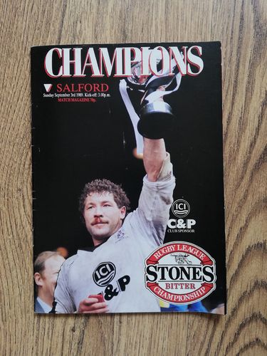 Widnes v Salford Sept 1989 Rugby League Programme