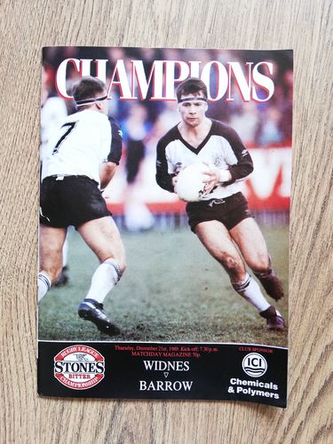 Widnes v Barrow Dec 1989 Rugby League Programme