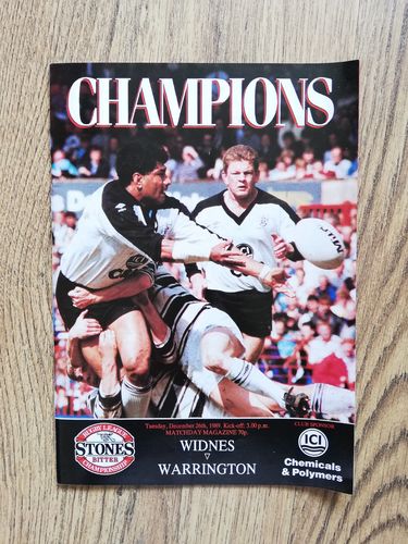 Widnes v Warrington Dec 1989 Rugby League Programme