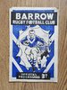 Barrow v Oldham Sept 1961 Rugby League Programme