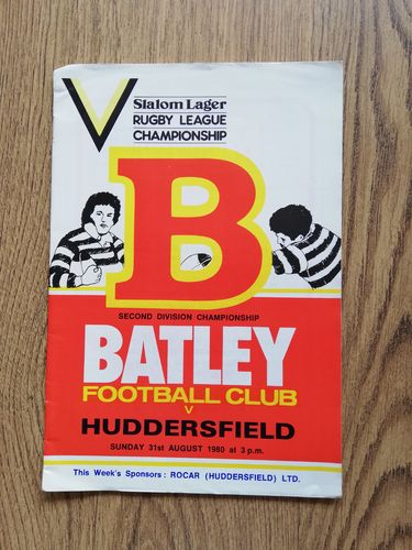 Batley v Huddersfield Aug 1980 Rugby League Programme
