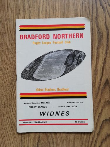 Bradford Northern v Widnes Dec 1977 RL Programme