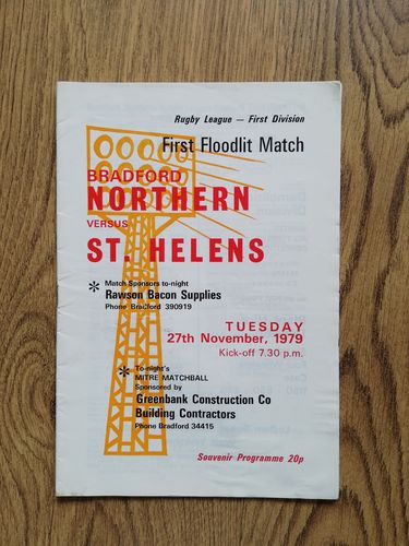 Bradford Northern v St Helens Nov 1979 RL Programme