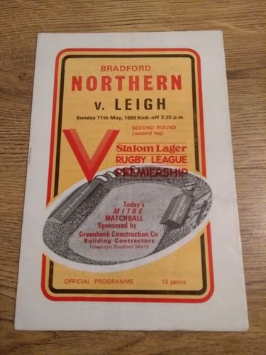 Bradford Northern v Leigh May 1980 Premiership 2nd round Rugby League Programme