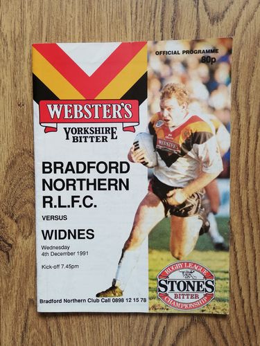 Bradford Northern v Widnes Dec 1991 Rugby League Programme