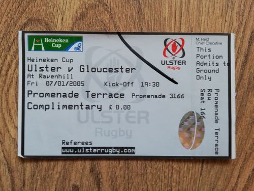 Ulster v Gloucester Jan 2005 Heineken Cup Rugby Ticket