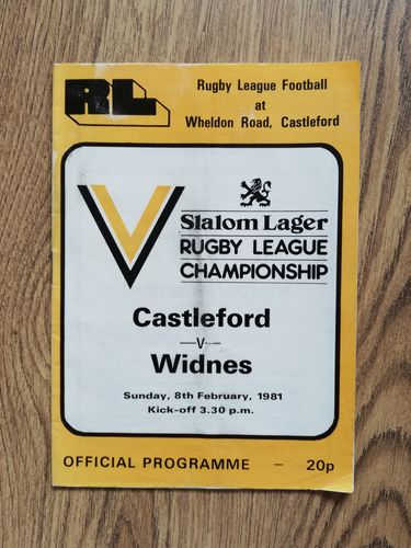 Castleford v Widnes Feb 1981 Rugby League Programme