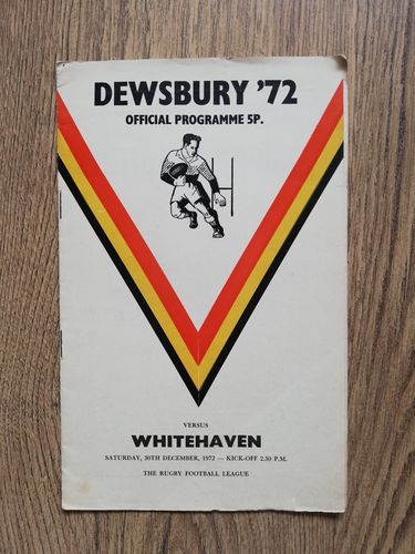 Dewsbury v Whitehaven Dec 1972 RL Programme