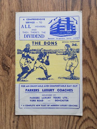 Doncaster v Hunslet Sept 1961 Rugby League Programme