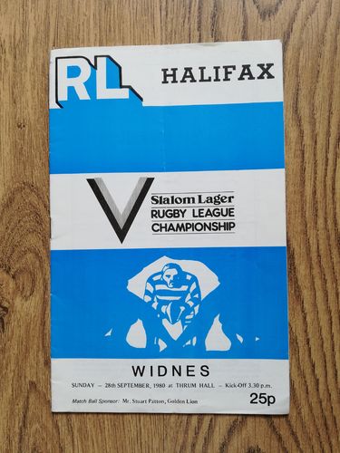Halifax v Widnes Sept 1980 Rugby League Programme