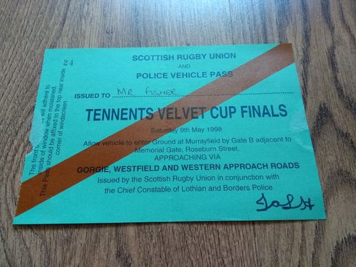 Glasgow Hawks v Kelso 1998 Scottish Cup Final Car Park Pass
